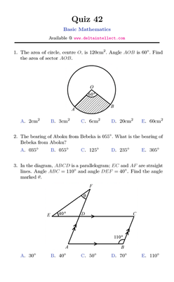 sample MCQ math quiz